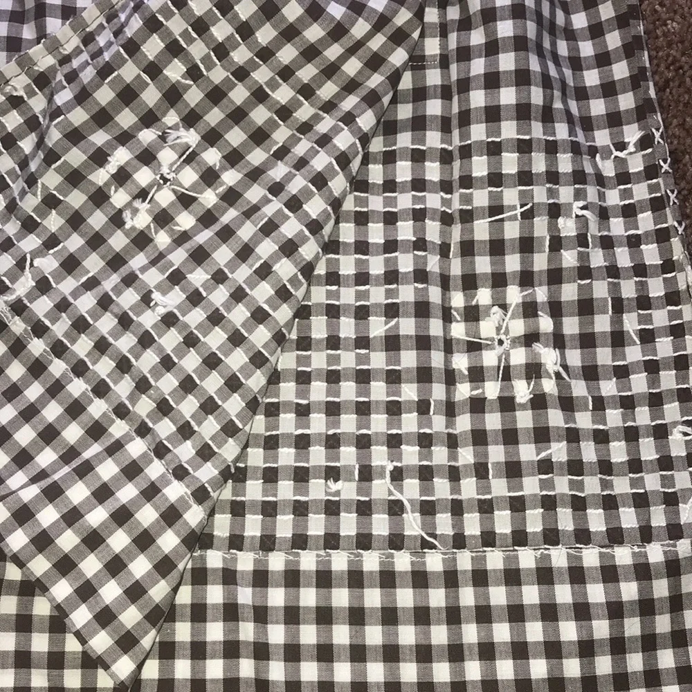 Gingham Brown and White Handmade Embroidered Cross Stitch Half Apron